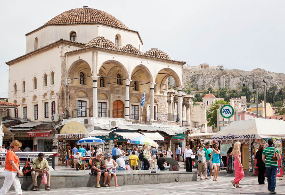 a busy square in Athens