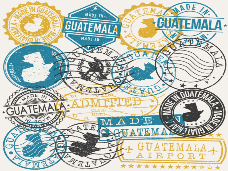 colorful Guatemala passport stamps you get at the border