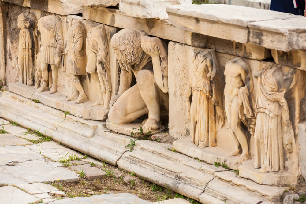 close up of Theater of Dionysus in Athens
