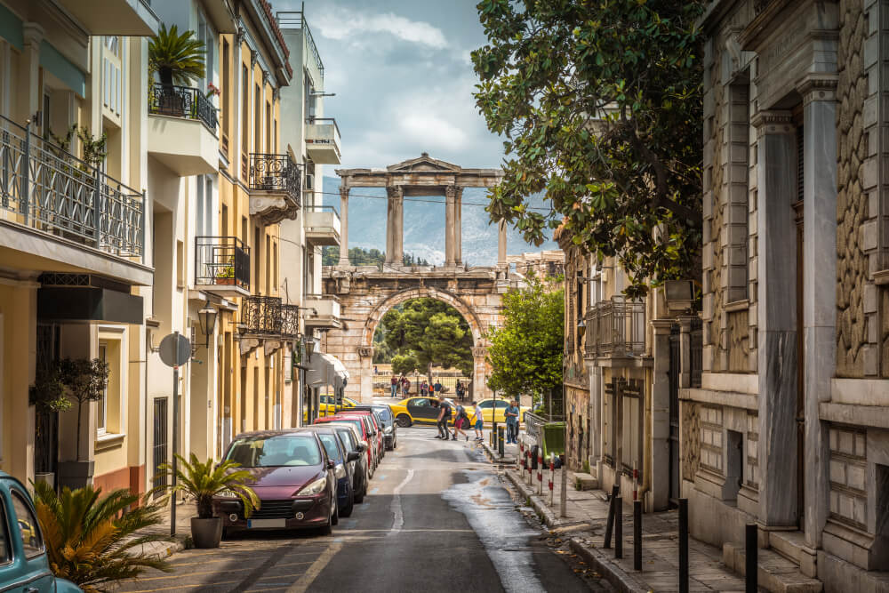 street of Athen with old architecture