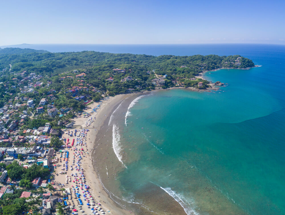 drone view of Sayulita and Playa Malpaso, Mexico
