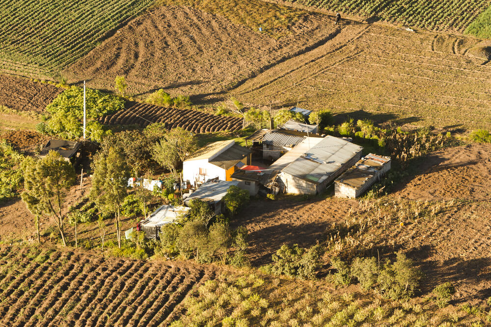 drone view of farm in Ecuador