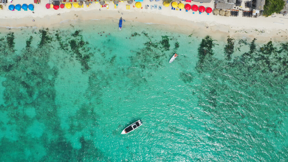 aerial view of Playa Blanca Colombia