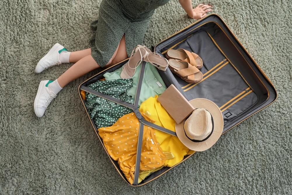 inside a woman's suitcase