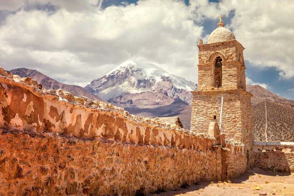 mountains and church in Bolivia