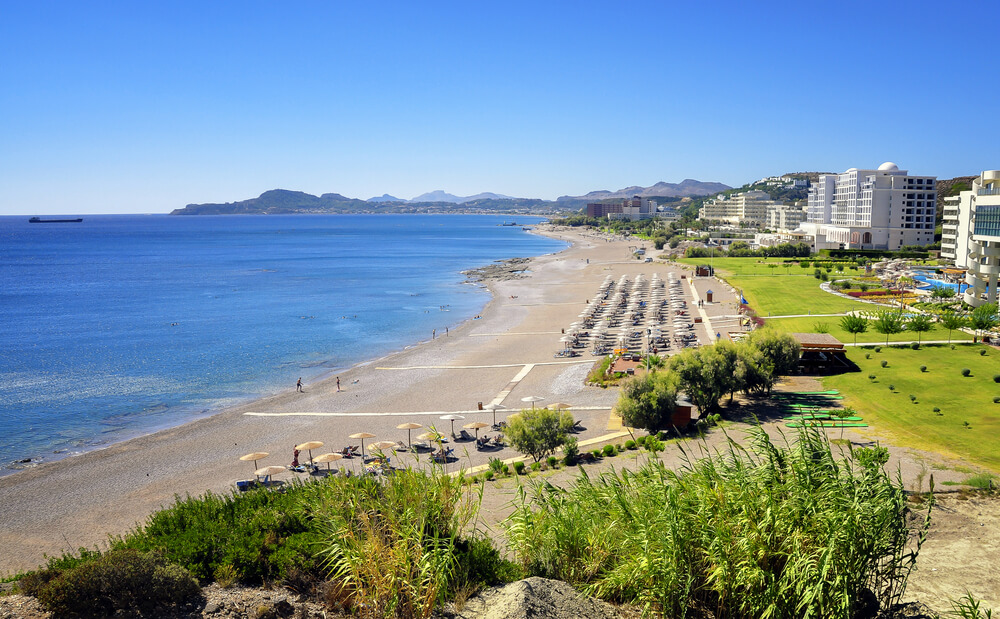 Faliraki Beach in Rhodes, Greece