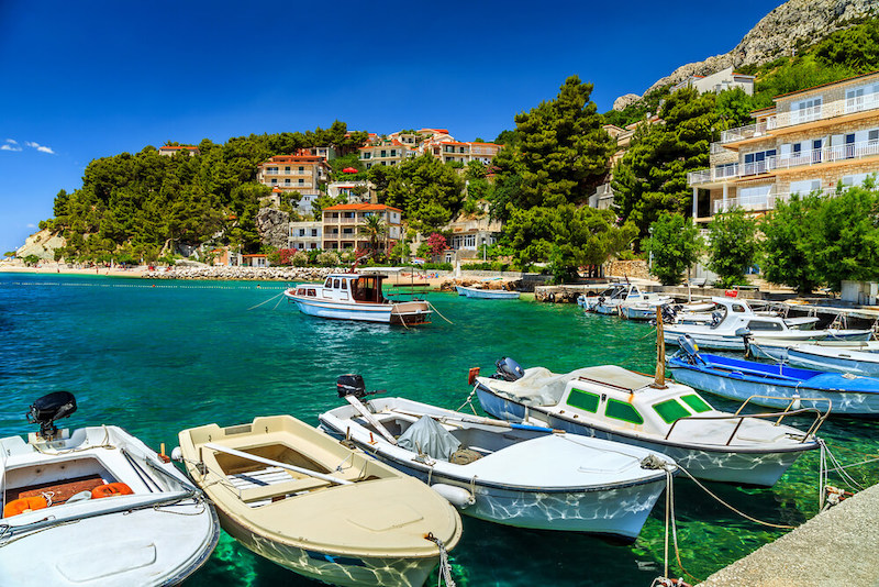 beach and boats near Brela Beach Croatia