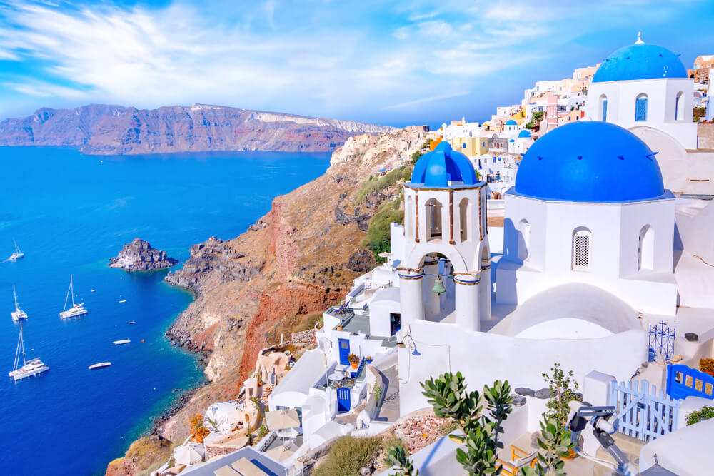 blue domes of Santorini