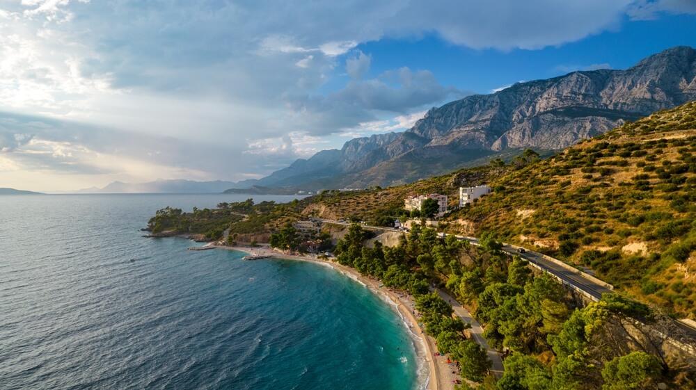 aerial view of Brela Beach Croatia