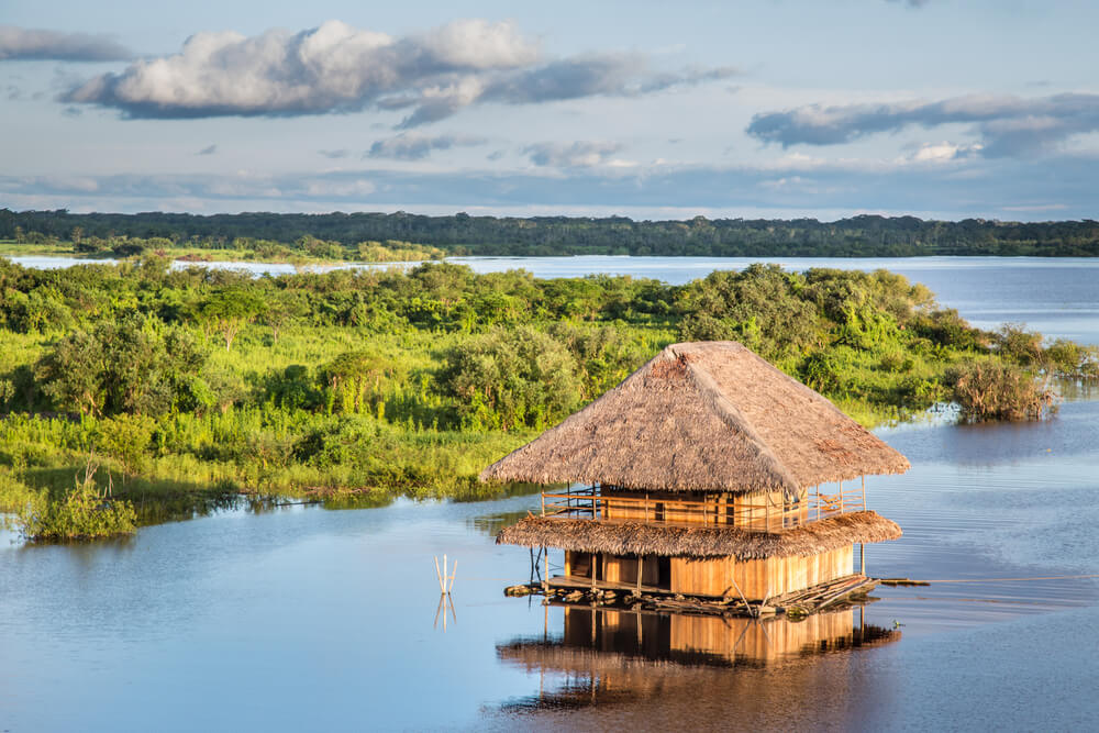 home on the river near Iquitos Peru