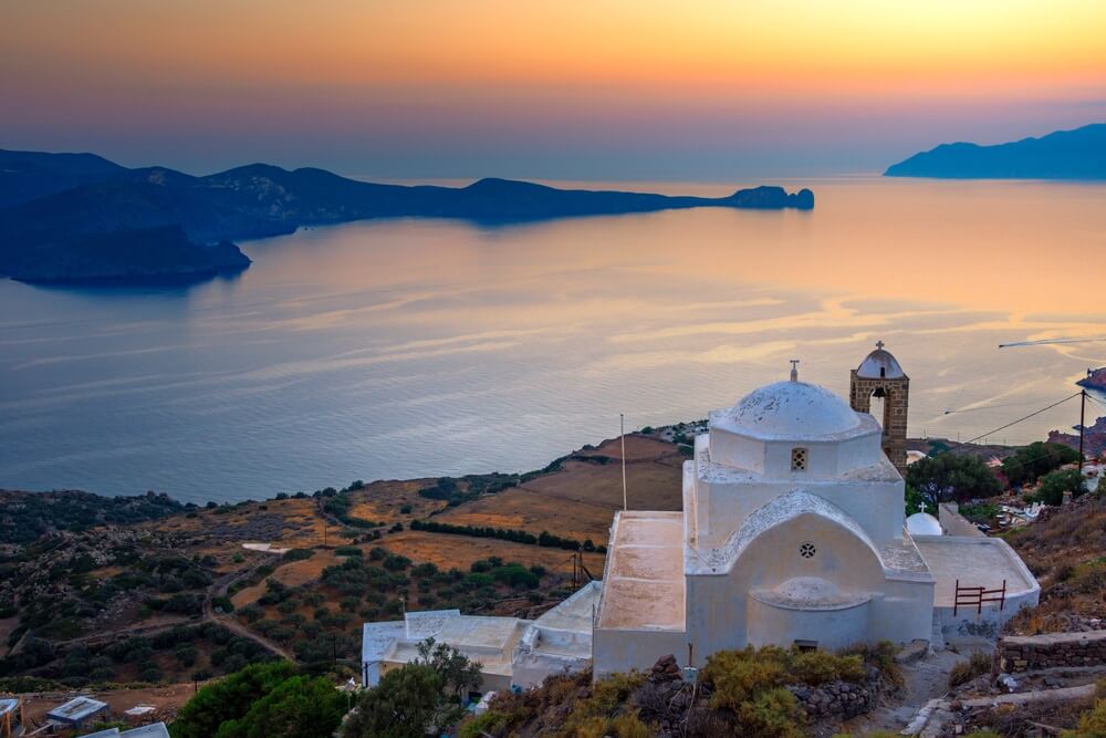 Milos island, Greece at sunset