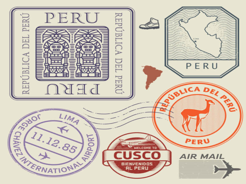 Peru passports stamps at border