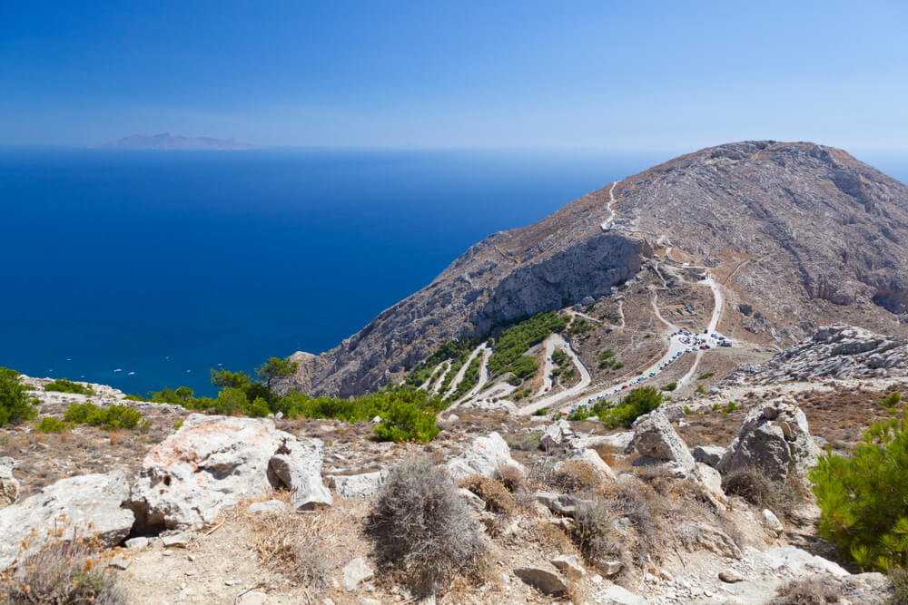 winding roads and sea of Anafi Greece