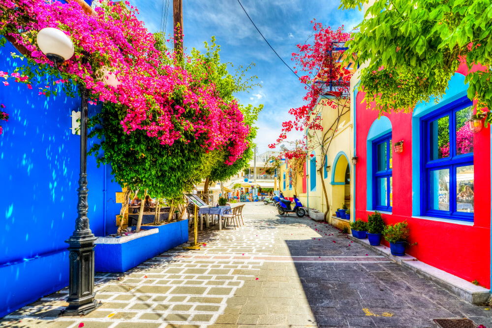 colorful streets of Kos Island, Greece 