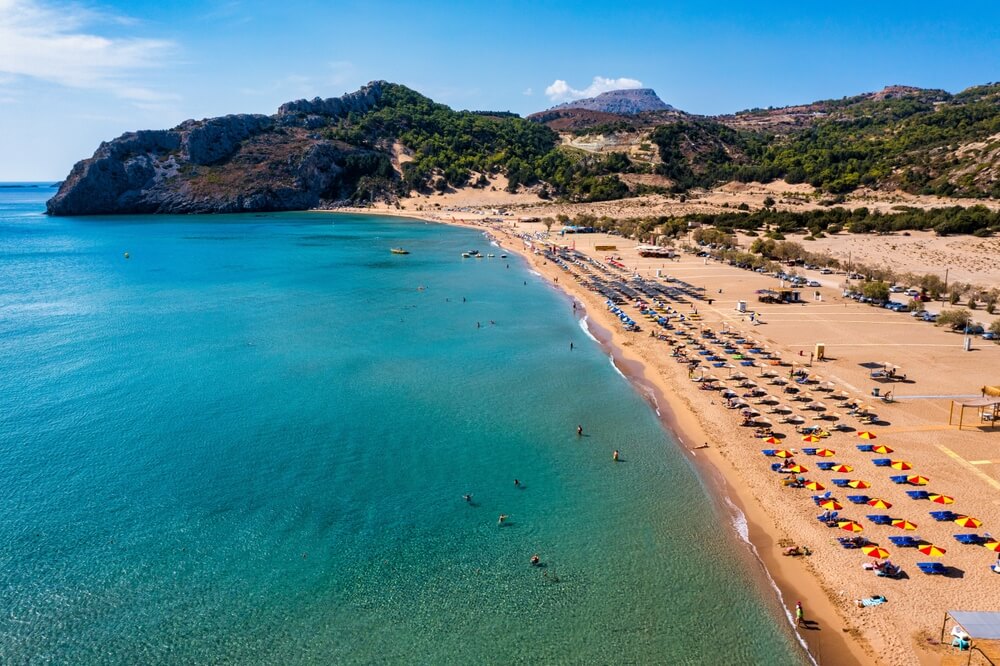 Tsambika Beach a nude beach in Rhodes, Greece