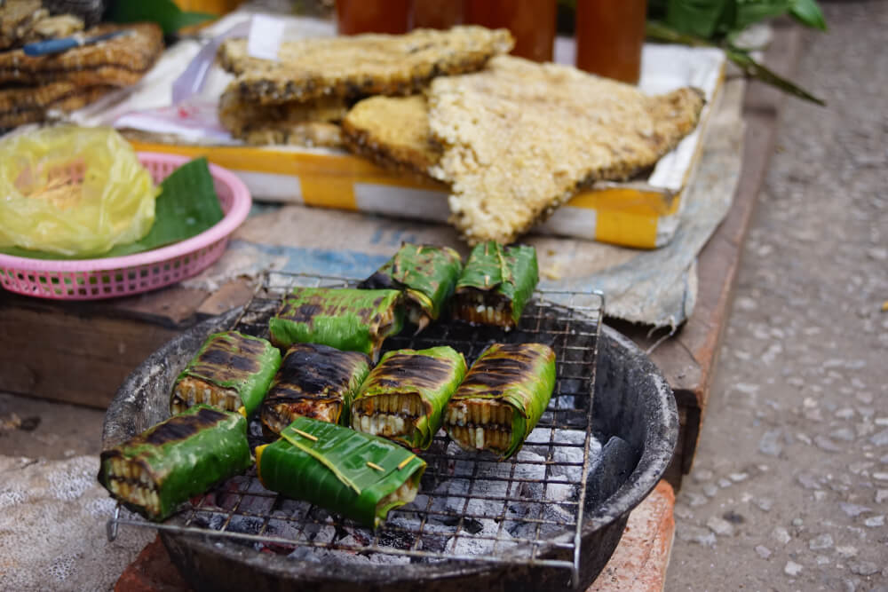 grilled honeycomb in Laos