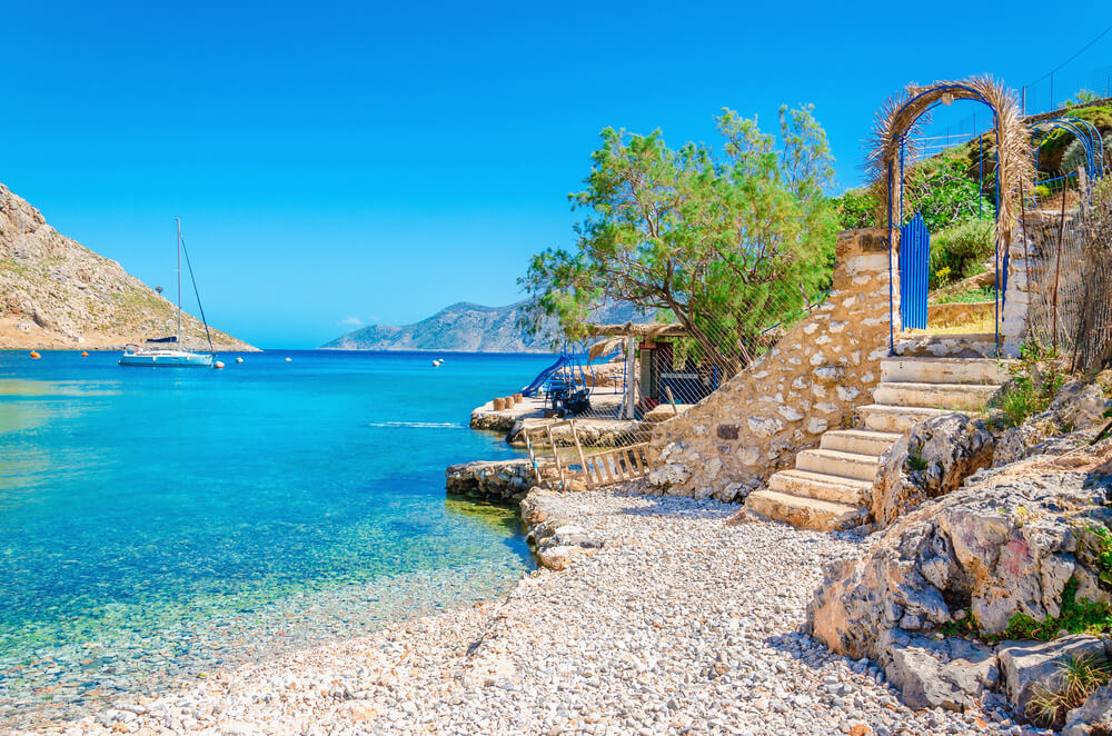 stairway to beach on a Greek Island 