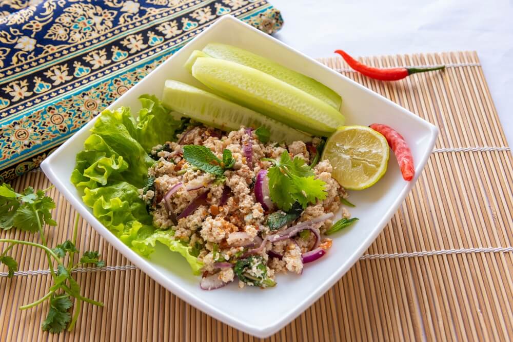 pork larb a street food in Laos