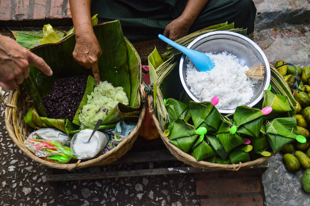 sticky rice and street food in Laos