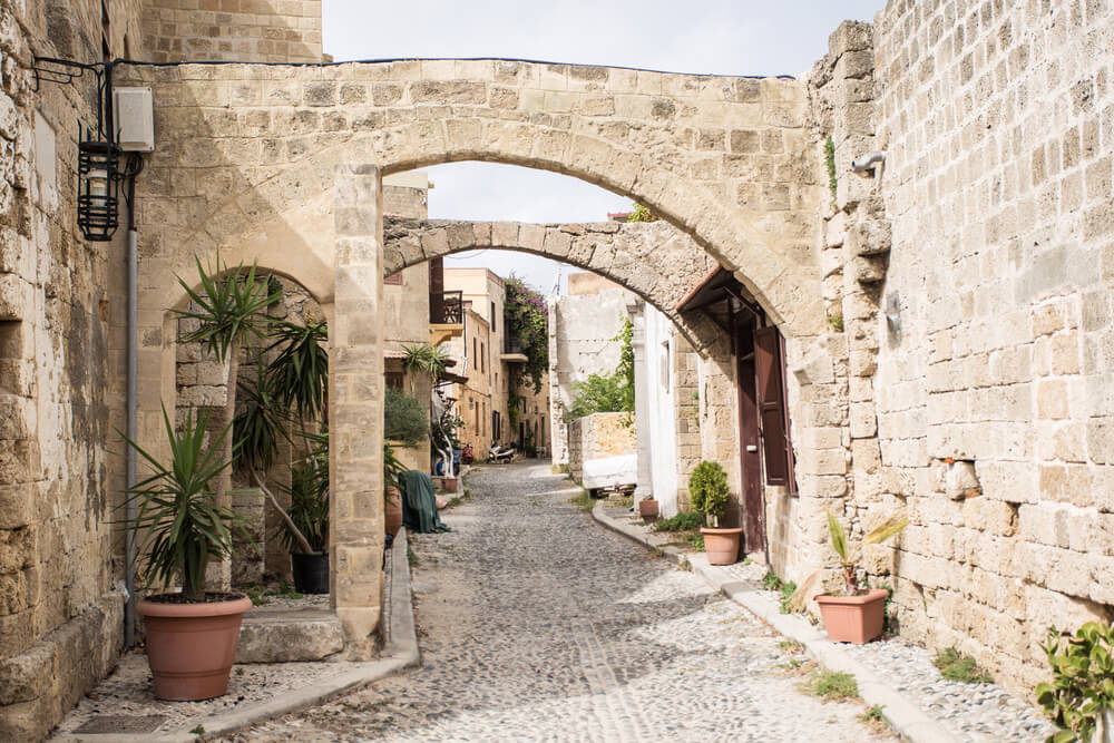 arches and ruins of Rhodes Greece