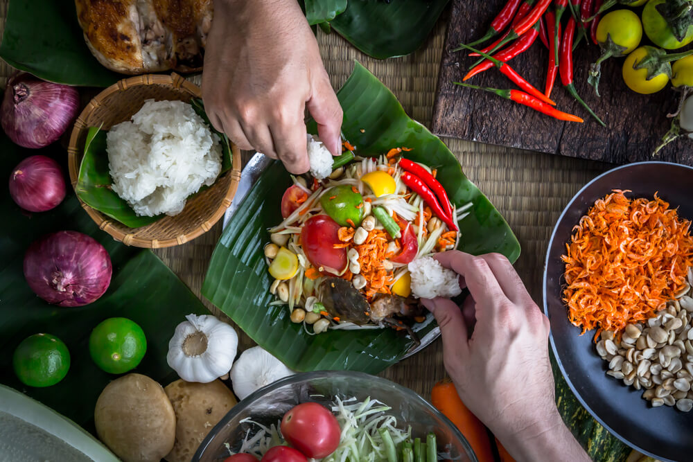 Laos food with sticky rice