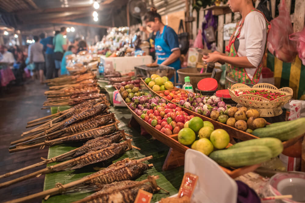 street food market in Laos
