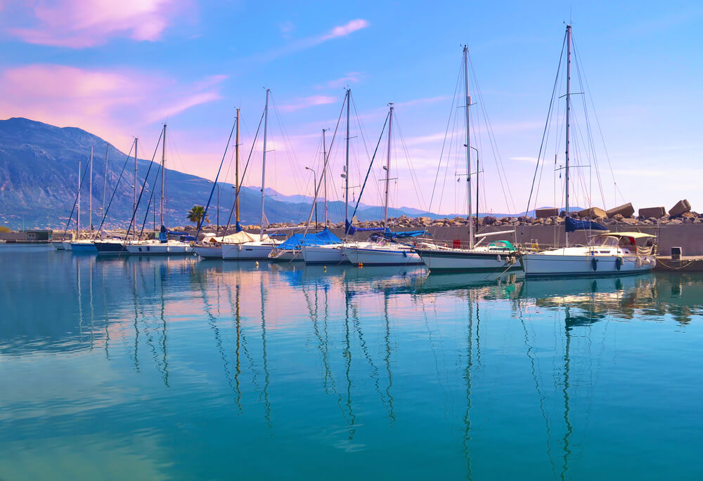 sailboats in a city in Greece