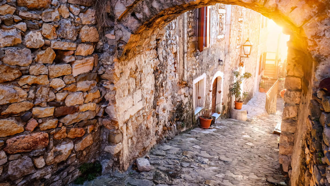 old archway in a city in Greece