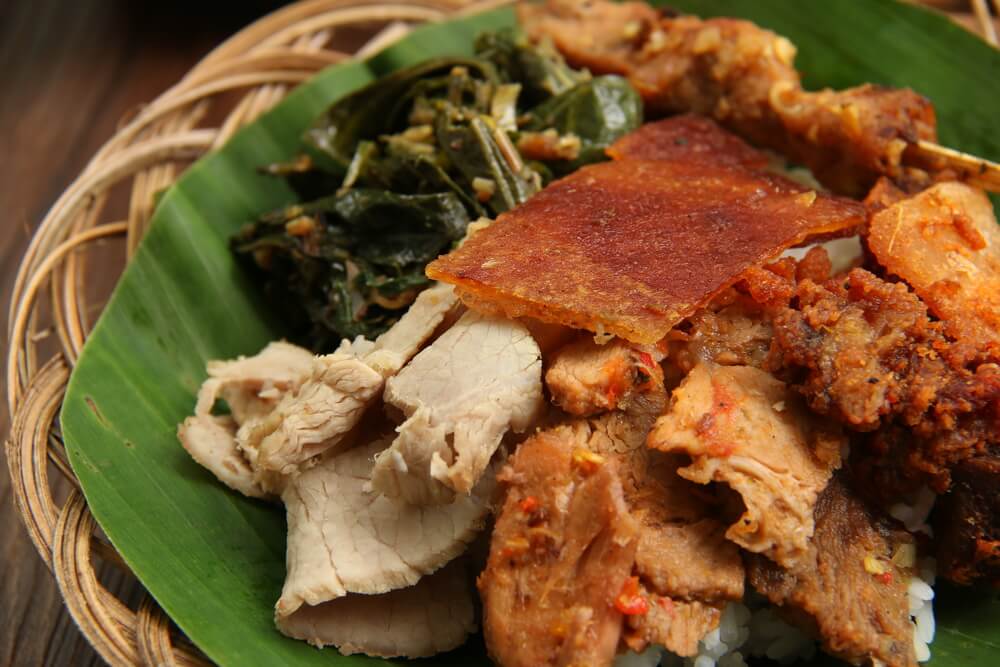 plate of roast pork in Indonesia