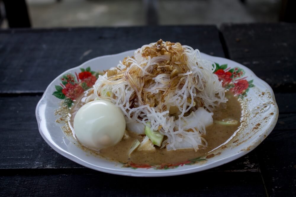 street food peanut noodles in Indonesia 