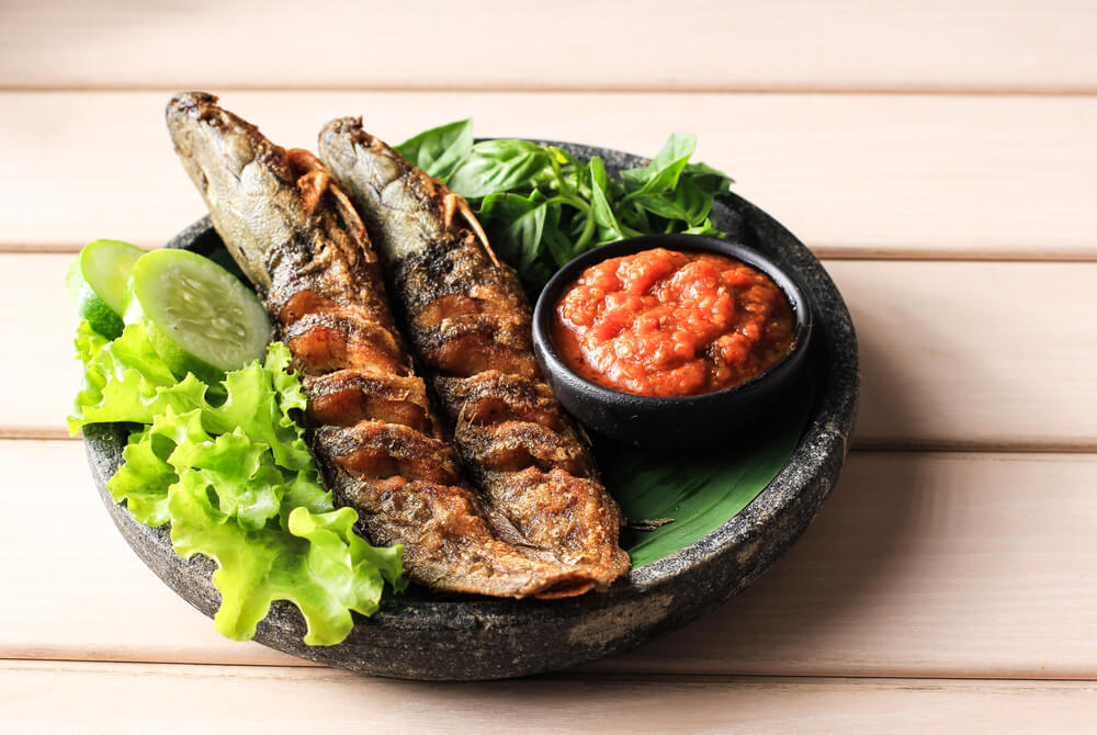 grilled catfish is a street food in Indonesia