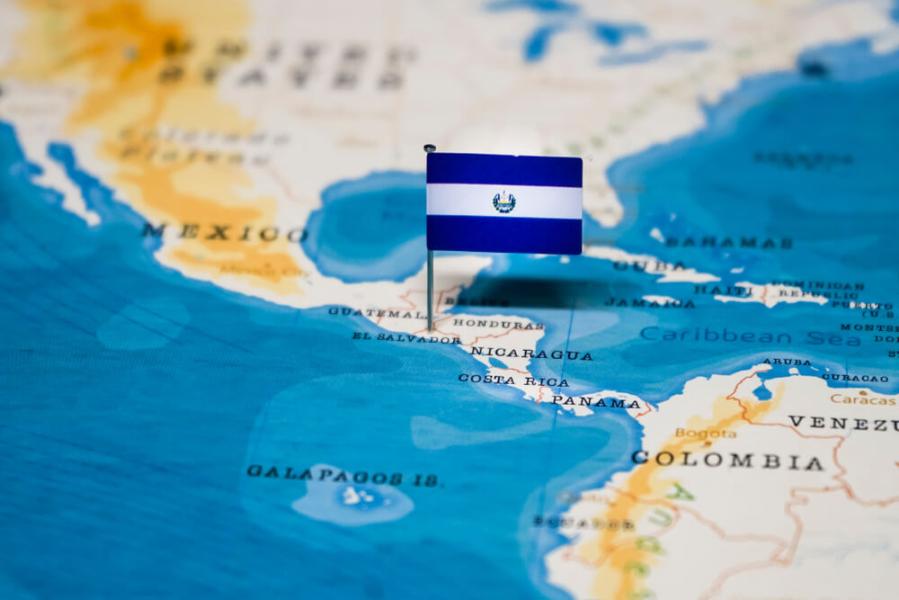 El Salvador map and flag with Nicaragua
