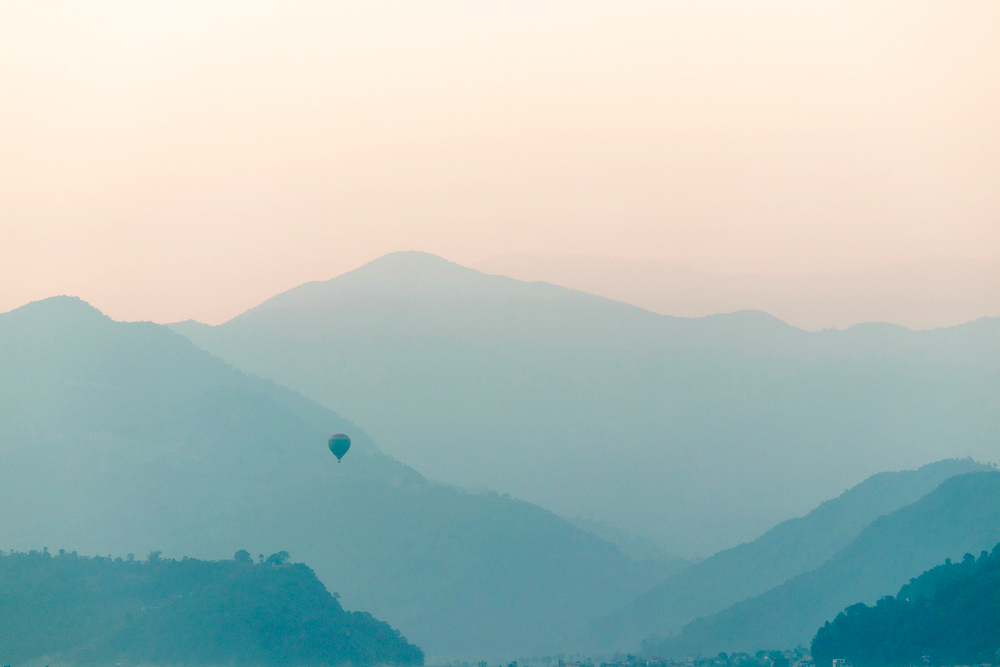 hot air balloon in Nepal