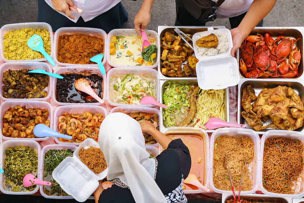 street food in Indonesia from above