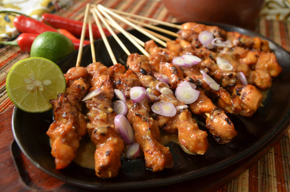 chicken sate a popular street food in indonesia
