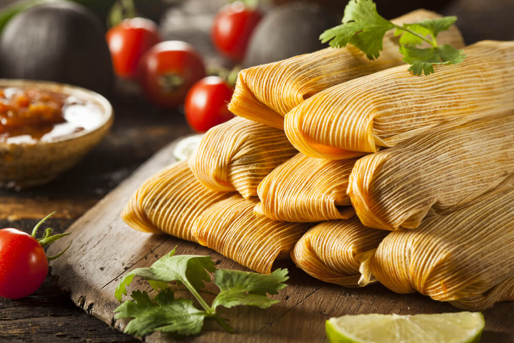 piles of tamales street food in Mexico