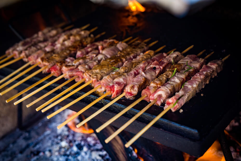 Arrosticini skewers are a common street food in Italy