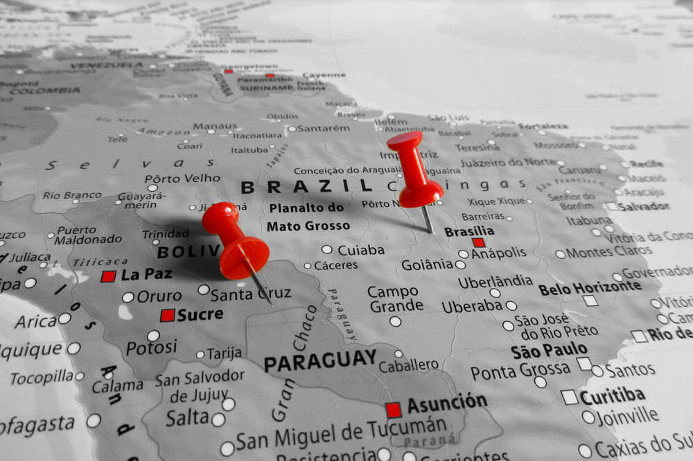 Brazil Paraguay border map