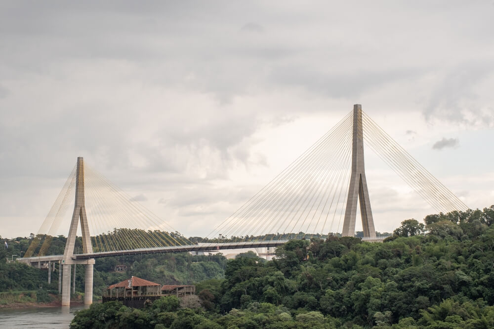 Integration bridge on border of Brazil and Paraguay