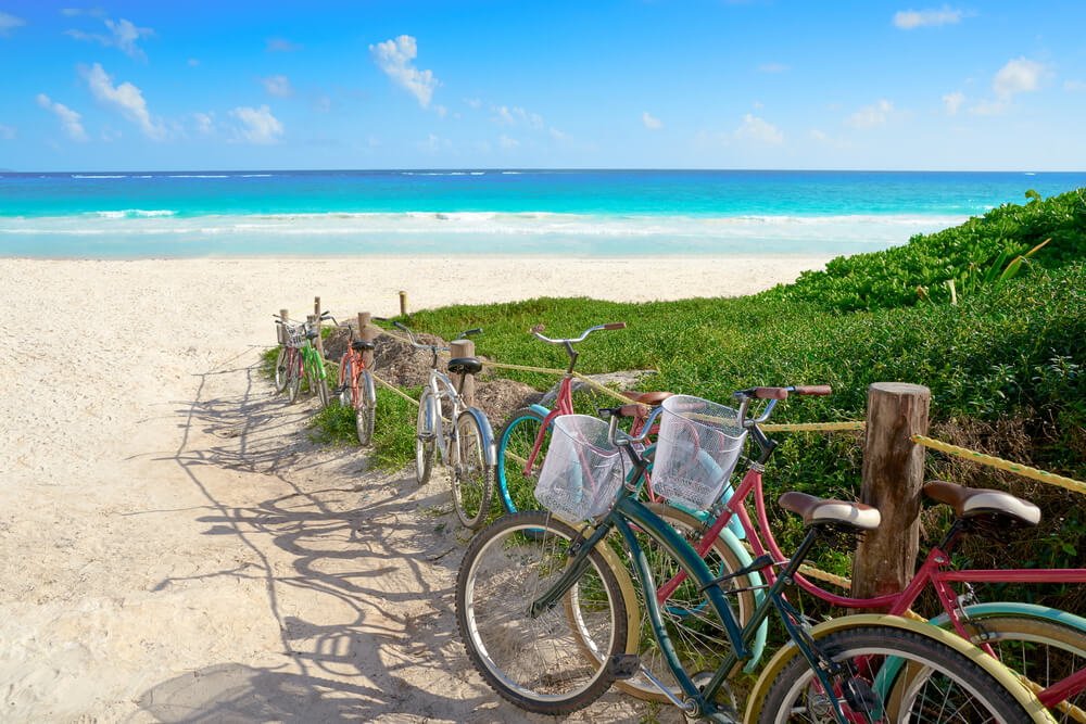 Tulum beach with bikes