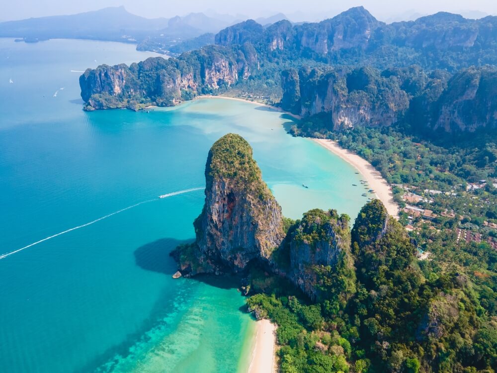 drone view of Krabi and Railay, Thailand