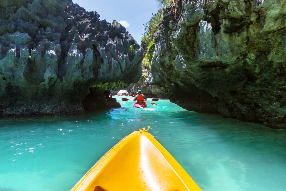 yellow kayak Nacpan Beach