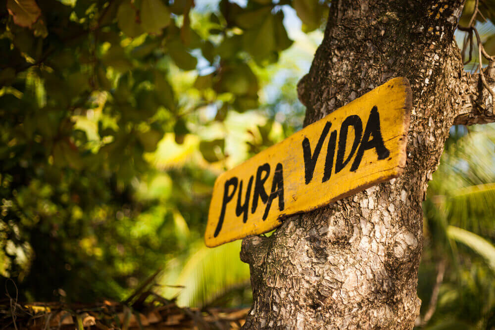 pura vida sign in Costa Rica