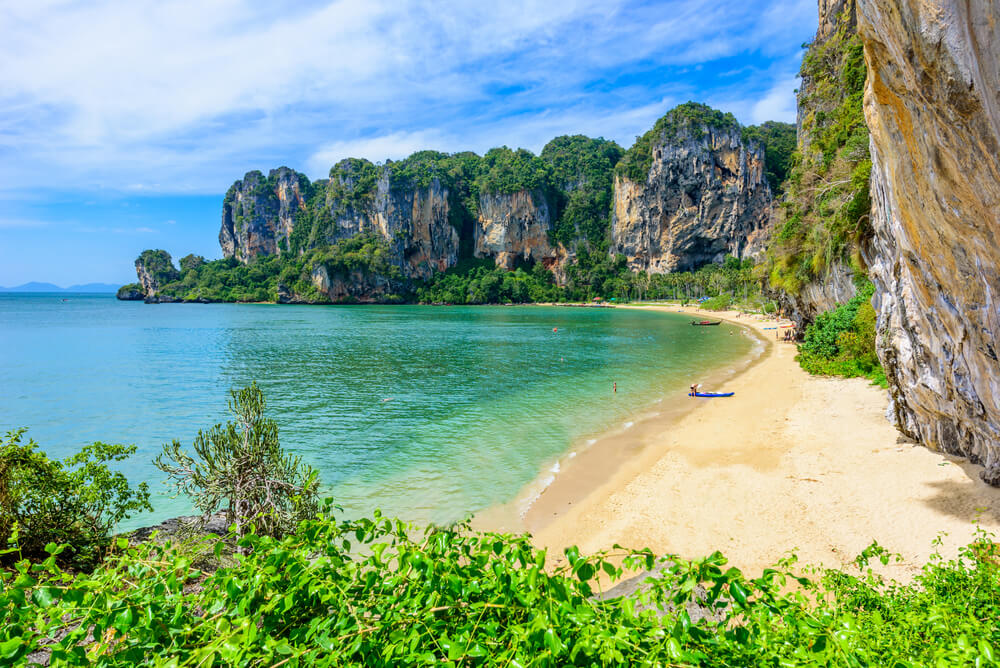 Limestone cliffs and spectacular scenery on Railay Beach