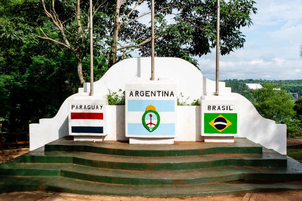 tri border sign of Brazil Argentina and Paraguay
