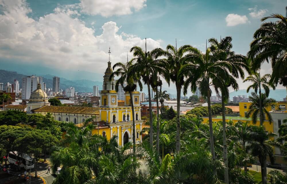 yellow building in a city in Colombia