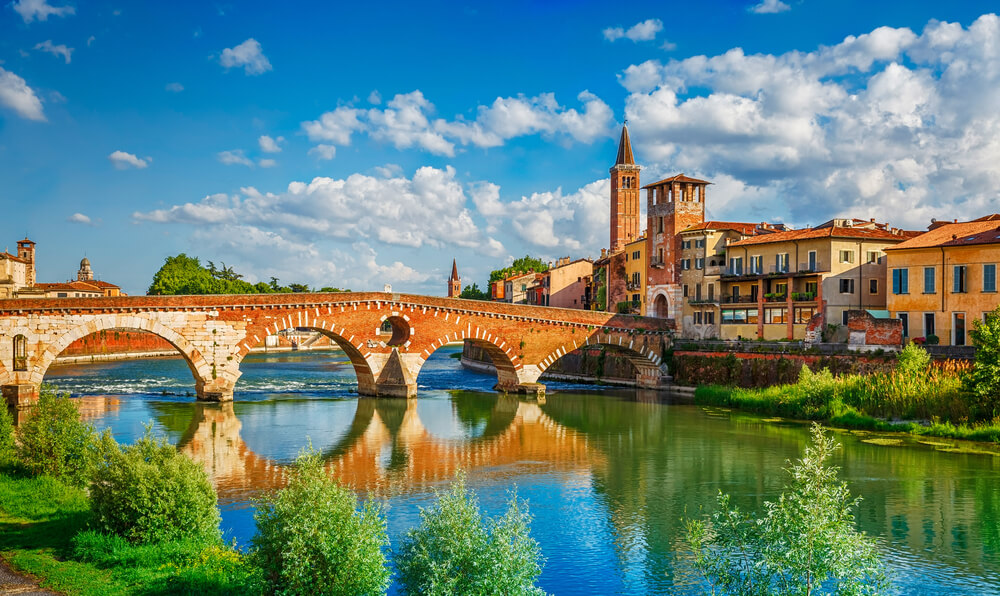 Italian town with bridge