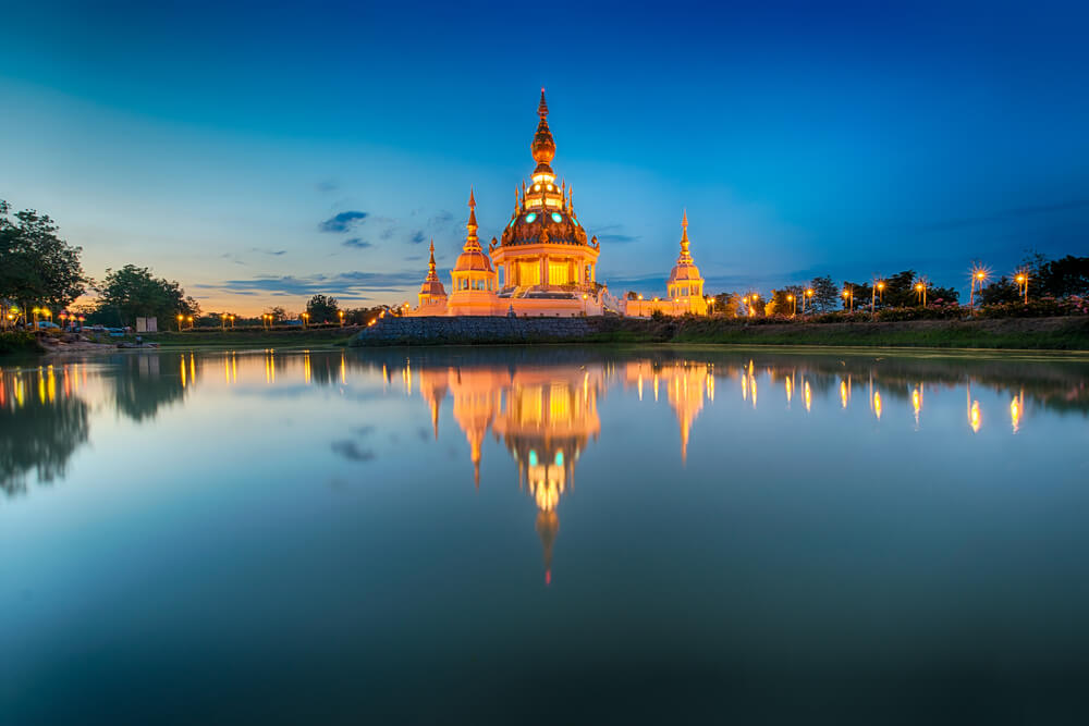 temple on the river in Khon Kaen Thailand