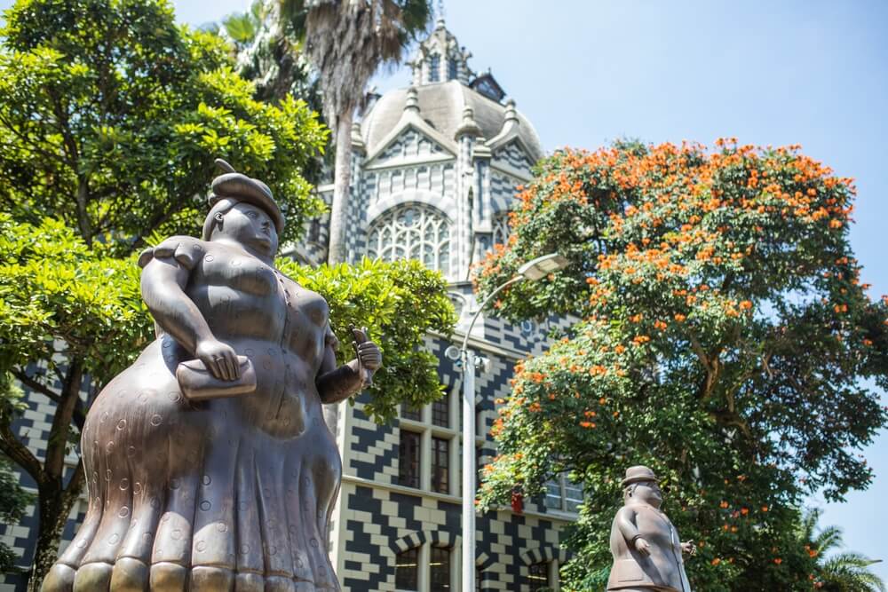 Medellin a city in Colombia and statue 