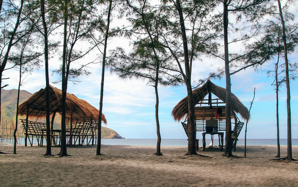 shade huts in Nagsasa Cove, Philippines